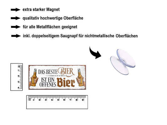 Magnet ''Das beste Bier ist ein offenes Bier'' 9,3x4cm