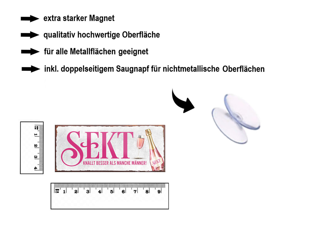 Magnet ''Sekt knallt besser als manche Männer'' 9,3x4cm
