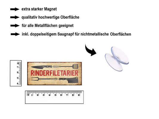 Magnet ''Rinderfiletarier'' 9,3x4cm