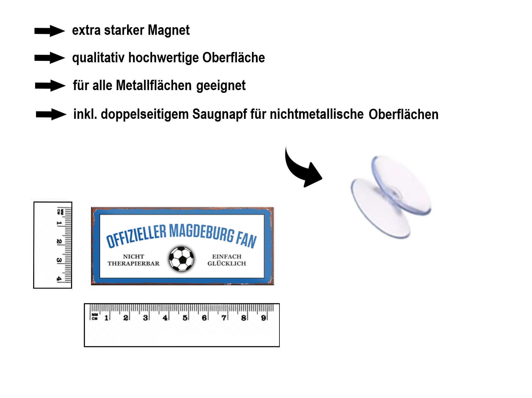 Magnet ''Offizieller Magdeburg Fan'' 9,3x4cm