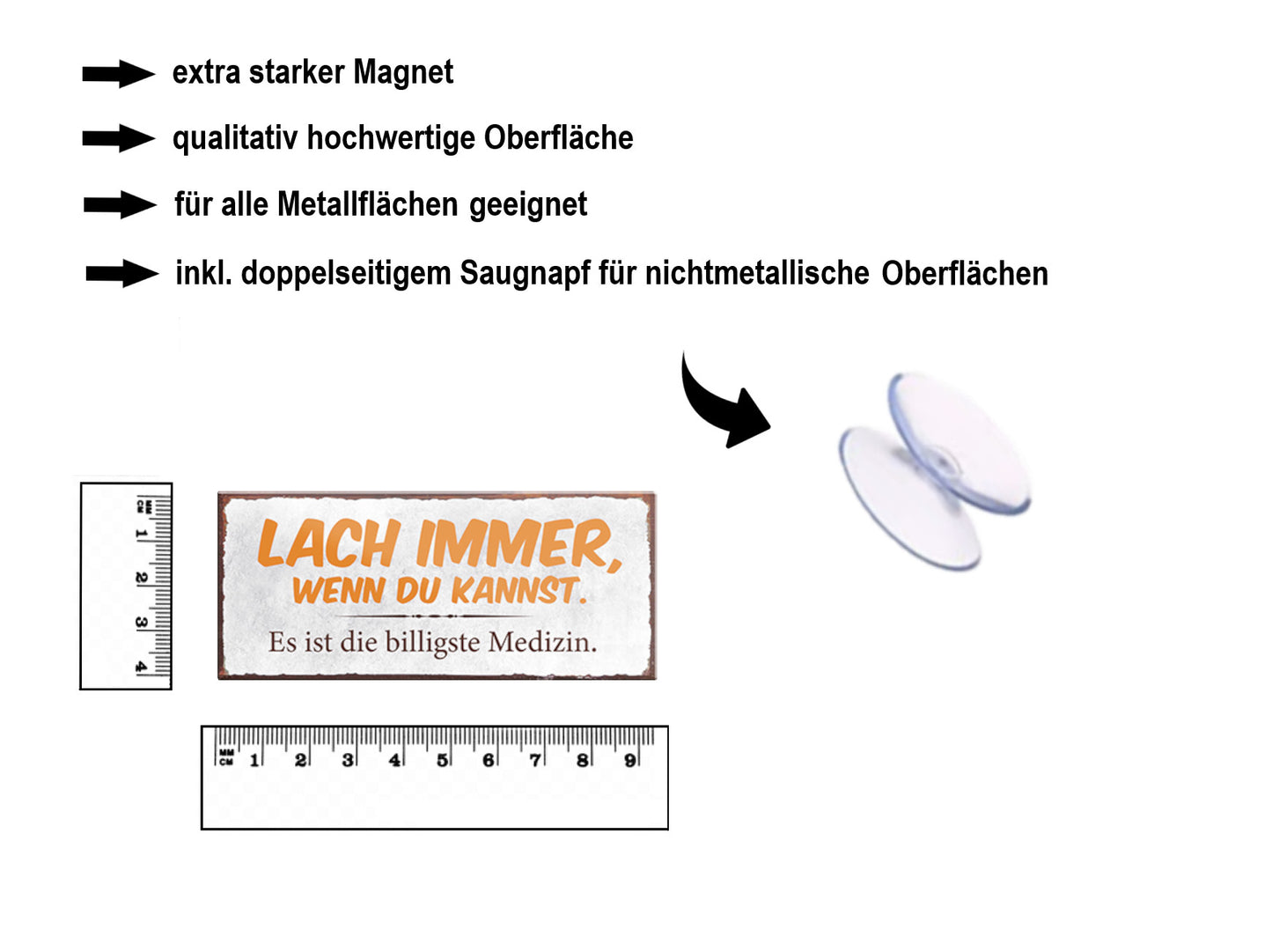 Magnet ''Lach immer wenn du kannst billigste Medizin'' 9,3x4cm