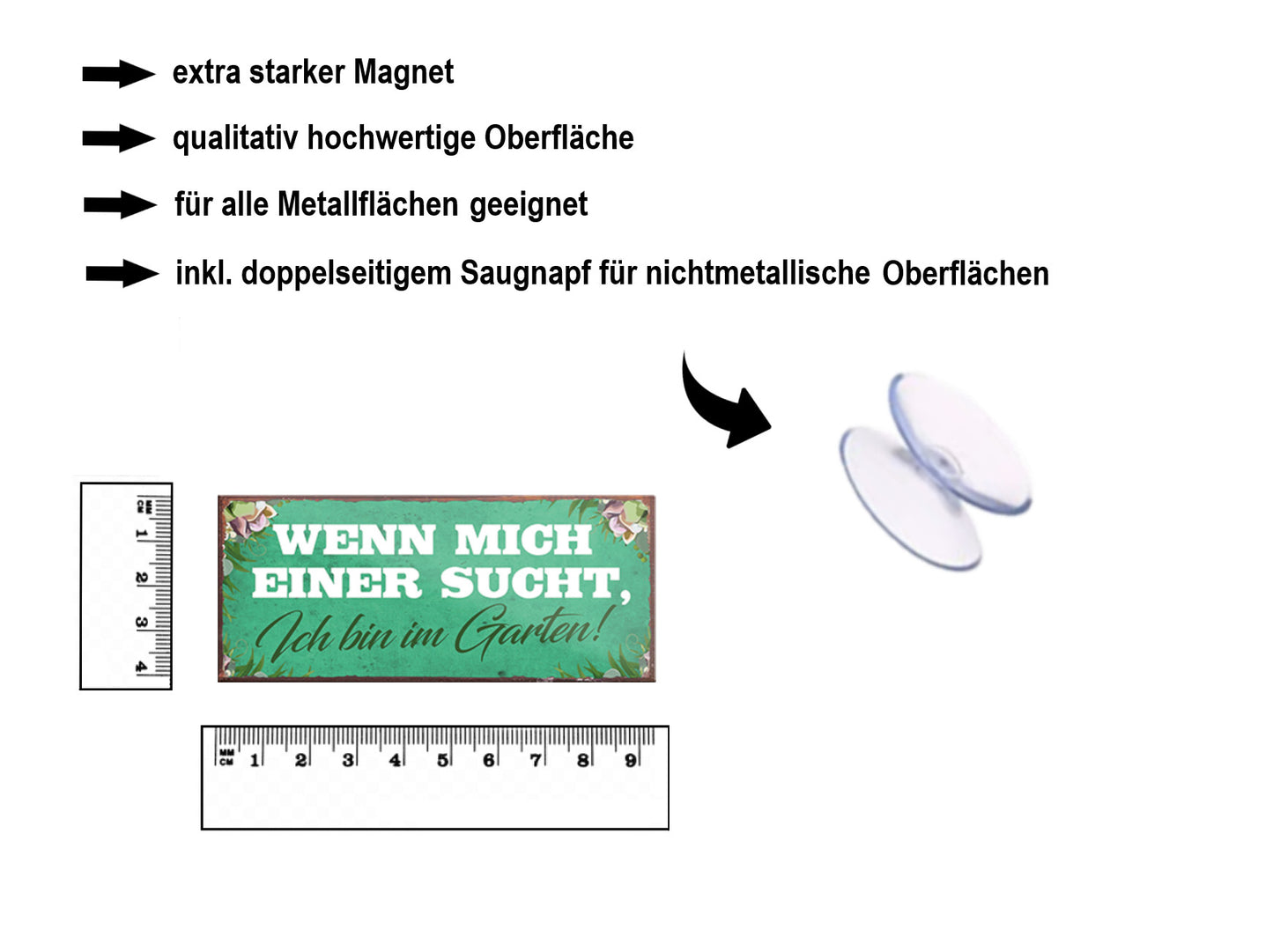 Magnet ''Wenn mich einer sucht, Ich bin im Garten'' 9,3x4cm