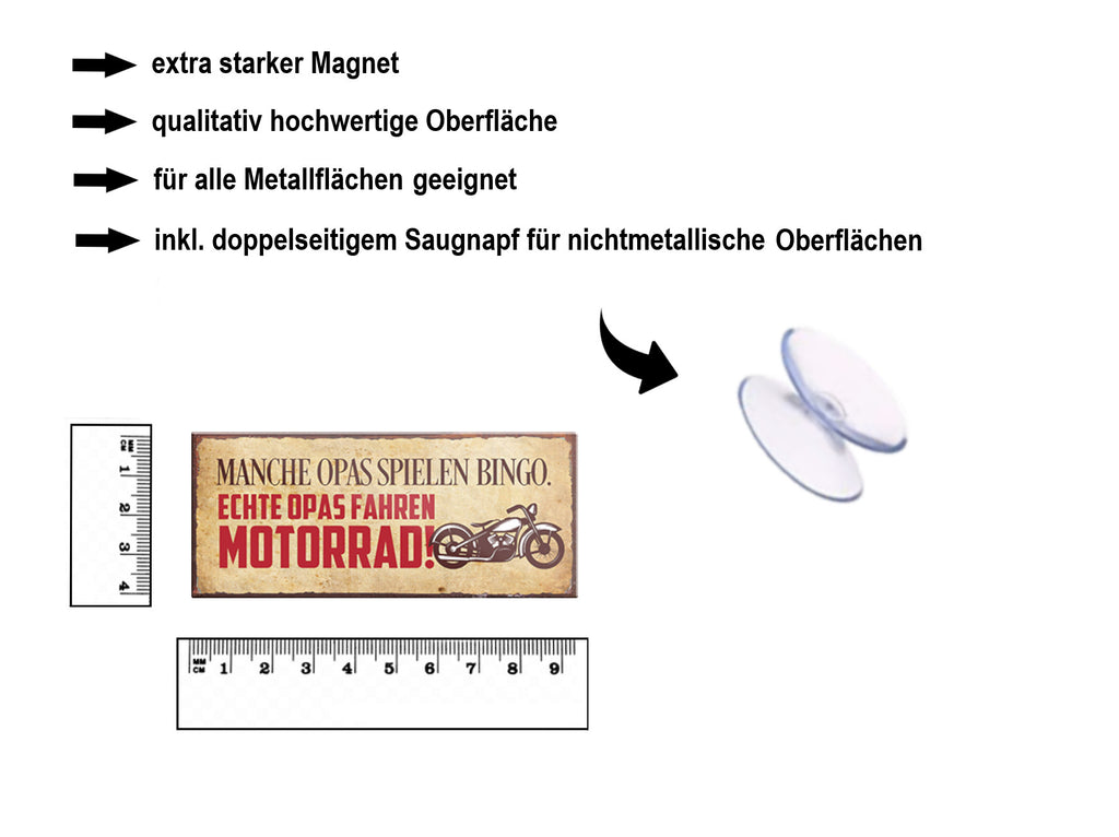 Magnet ''Manche Opas spielen Bingo Echte fahren Motorrad'' 9,3x4cm