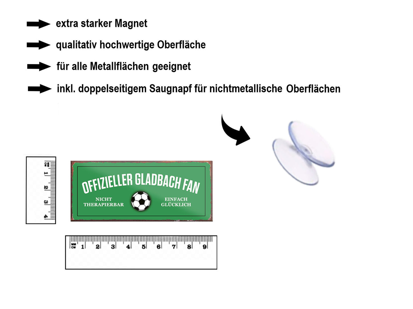 Magnet ''Offizieller Gladbach Fan'' 9,3x4cm