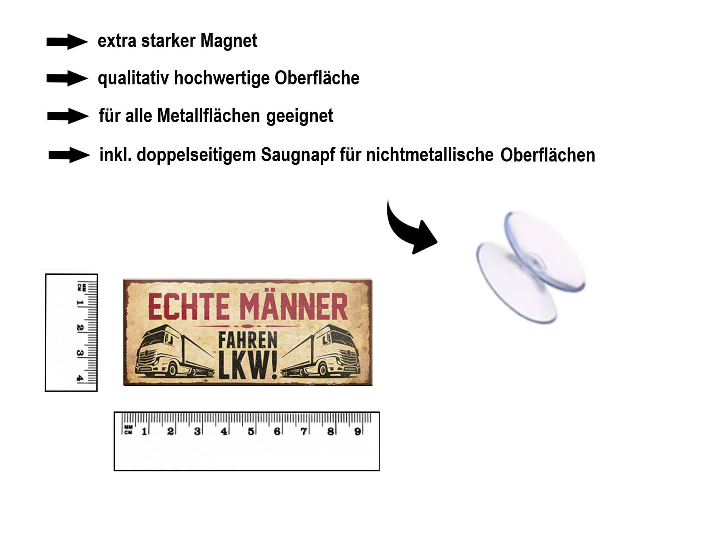 Magnet ''Echte Männer fahren LKW'' 9,3x4cm