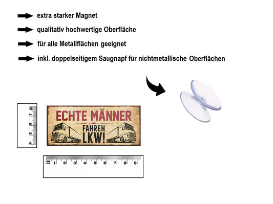 Magnet ''Echte Männer fahren LKW'' 9,3x4cm