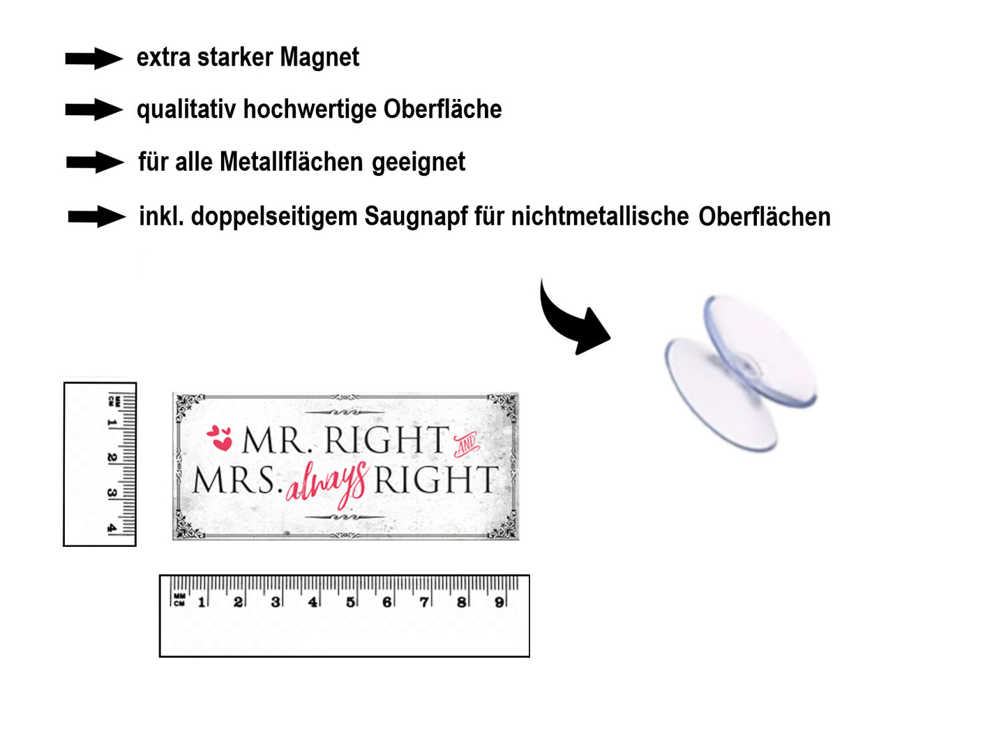 Magnet ''Mr. Right Mrs. always Right'' 9,3x4cm