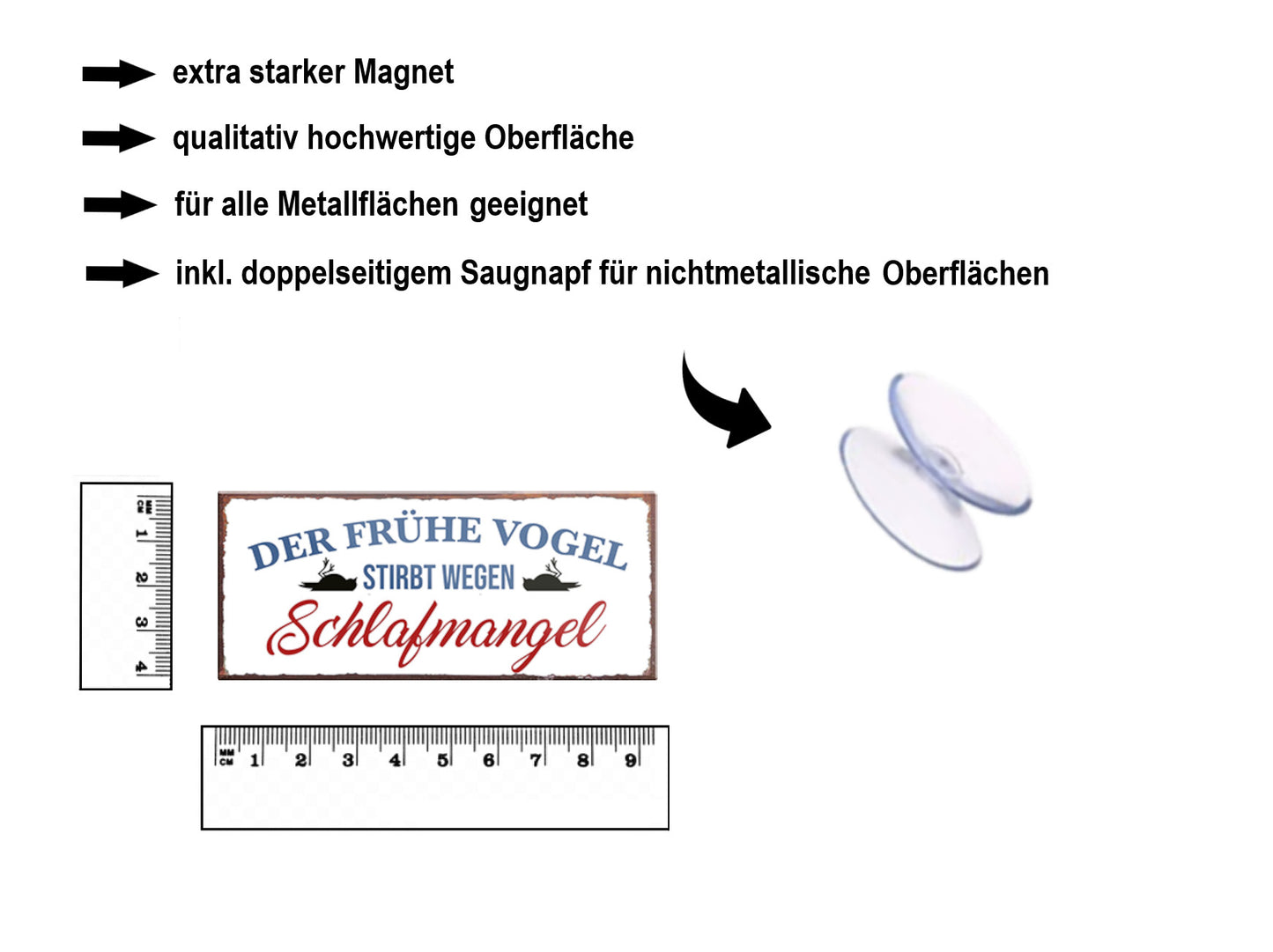 Magnet ''Der frühe Vogel stirbt wegen Schlafmangel'' 9,3x4cm