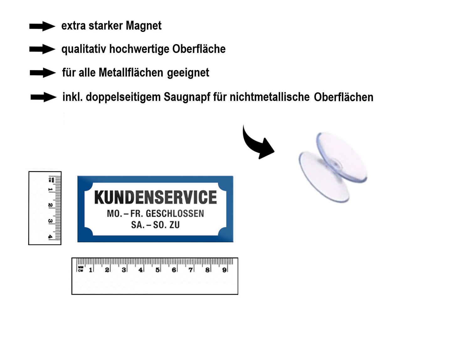 Magnet ''Kundenservice Mo - Fr geschlossen (weiß)'' 9,3x4cm