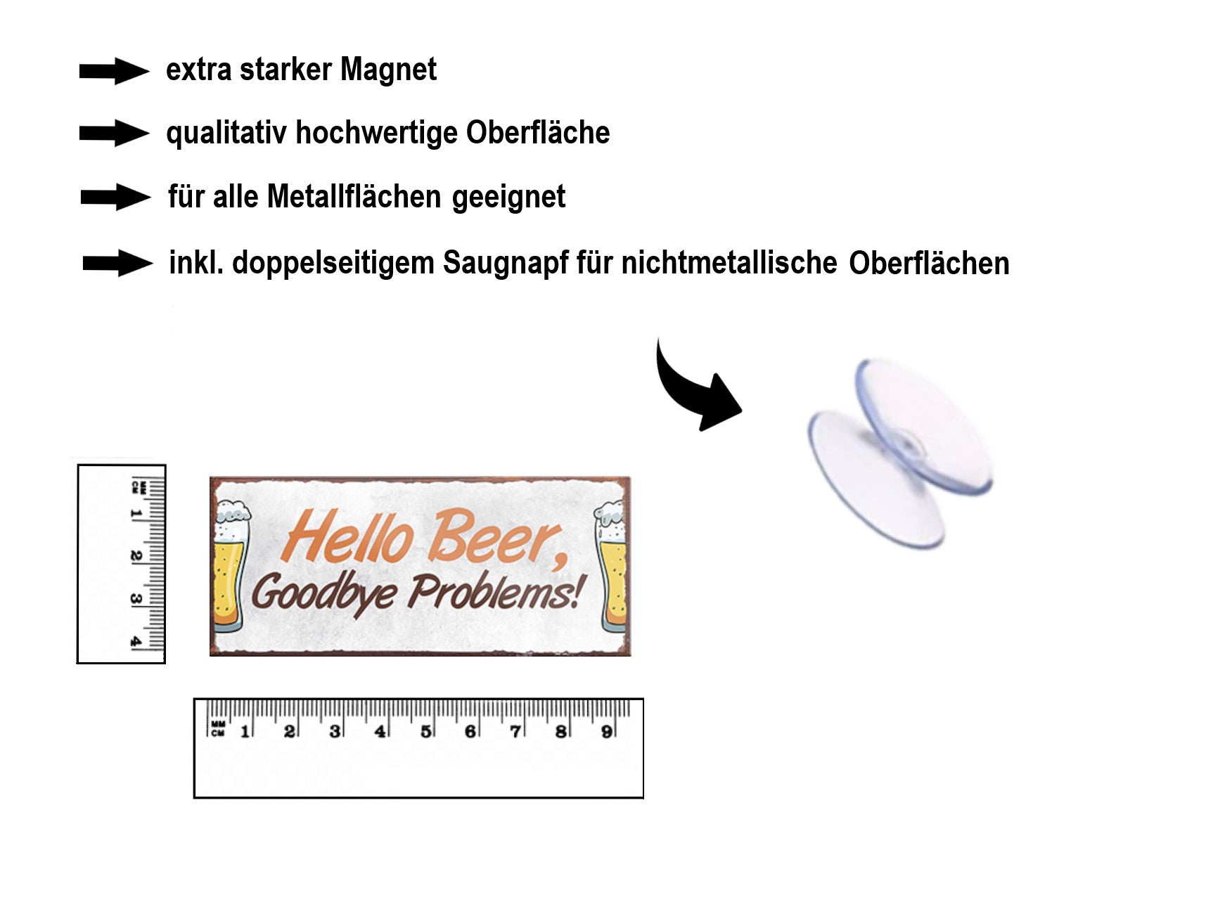 Magnet ''Hello Beer, Goodbye Problems'' 9,3x4cm