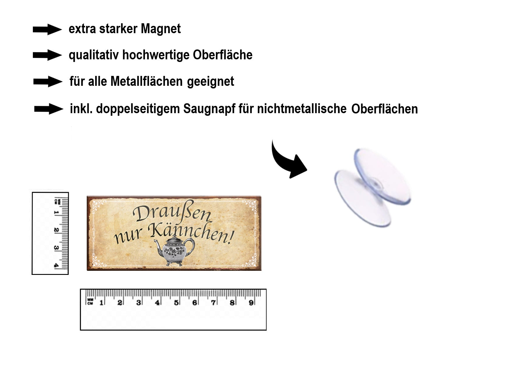 Magnet ''Draußen nur Kännchen'' 9,3x4cm