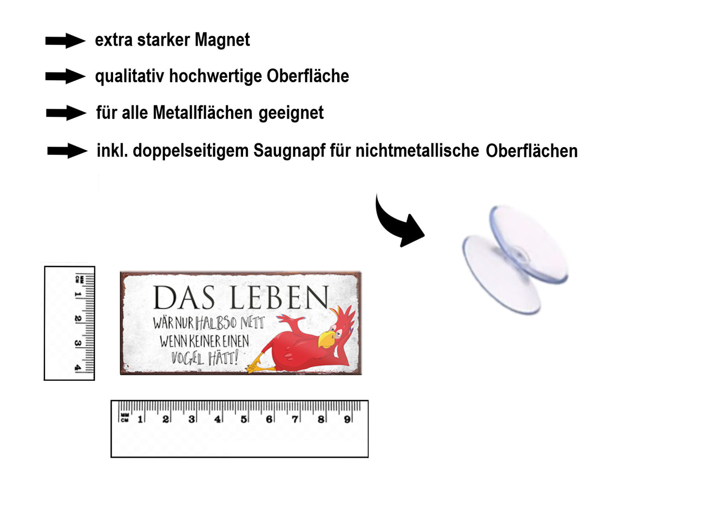 Magnet ''Das Leben wär halb so nett wenn keiner einen Vogel hätt'' 9,3x4cm