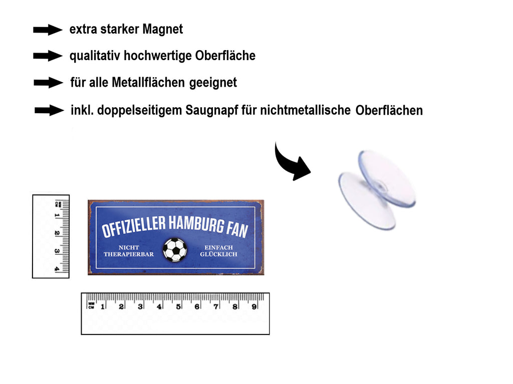 Magnet ''Offizieller Hamburg Fan'' 9,3x4cm