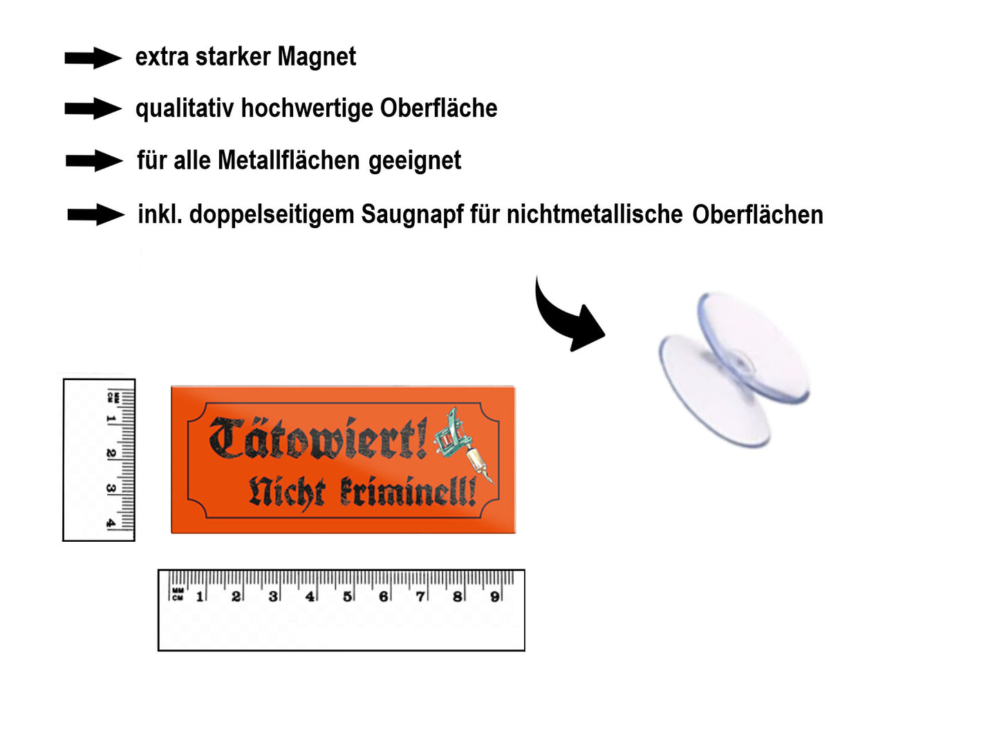 Magnet ''Tätowiert Nicht kriminell'' 9,3x4cm