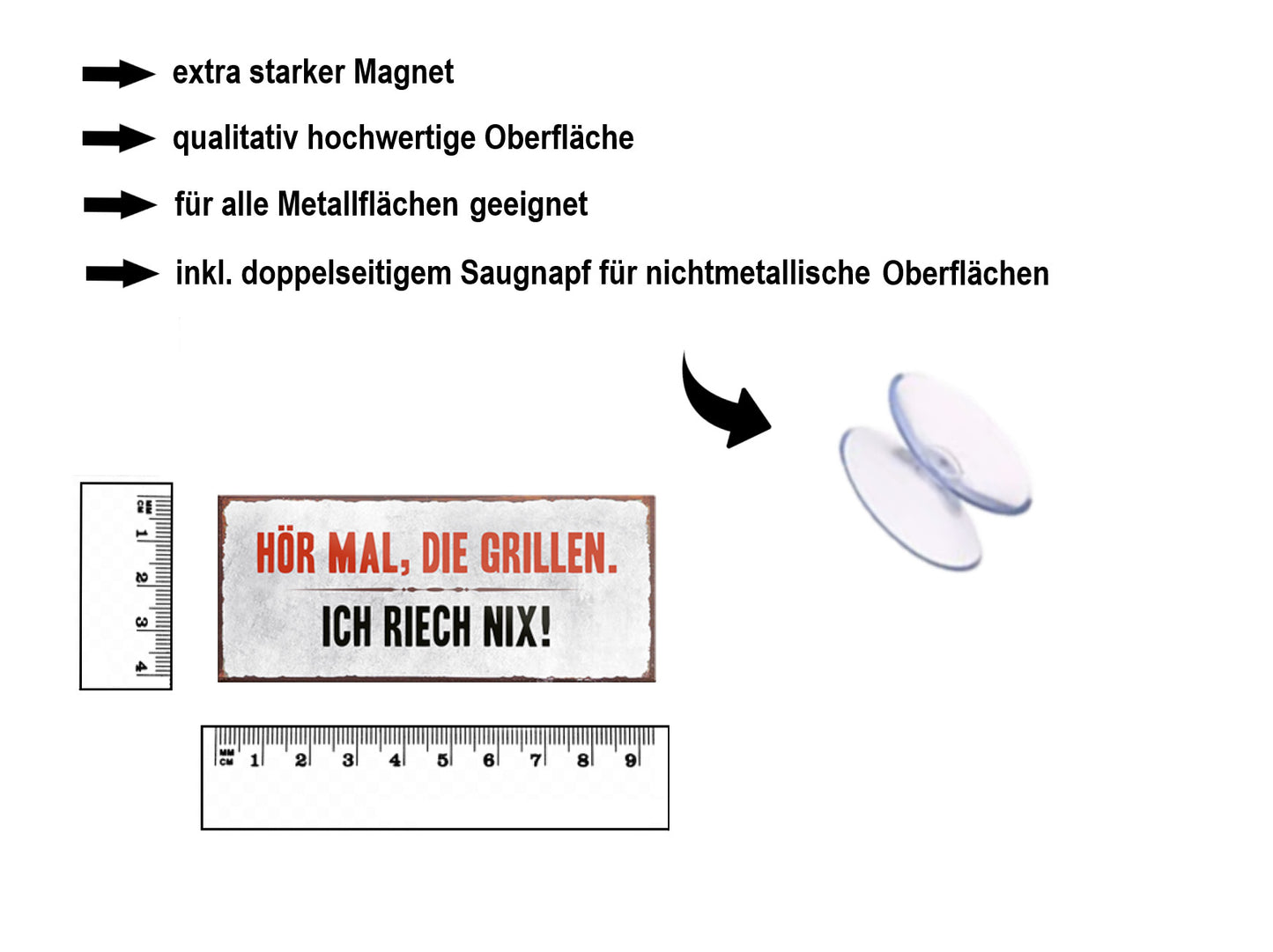 Magnet ''Hör mal, die Grillen. Ich riech nix'' 9,3x4cm