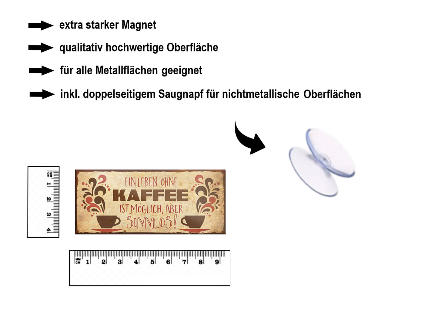 Magnet ''Ein Leben ohne Kaffee ist sinnlos'' 9,3x4cm