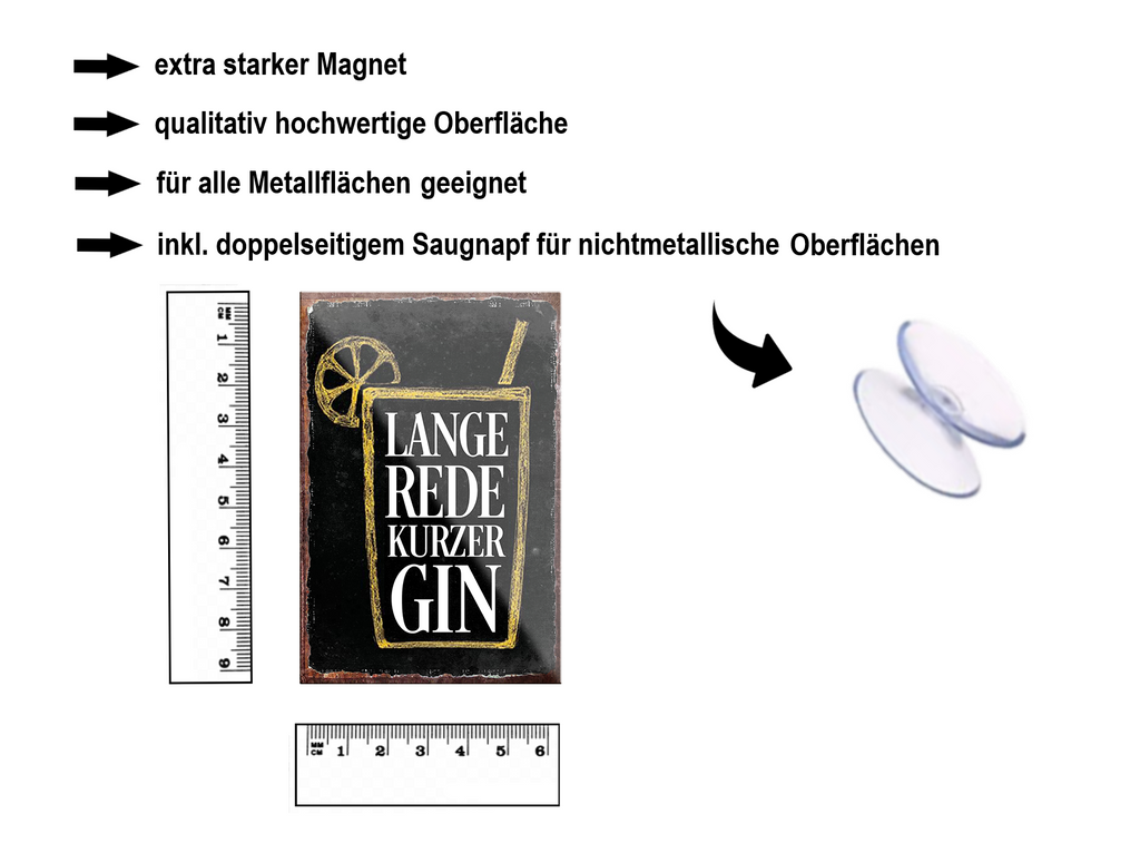 Magnet ''Lange rede kurzer Gin'' 9x6x0,3cm