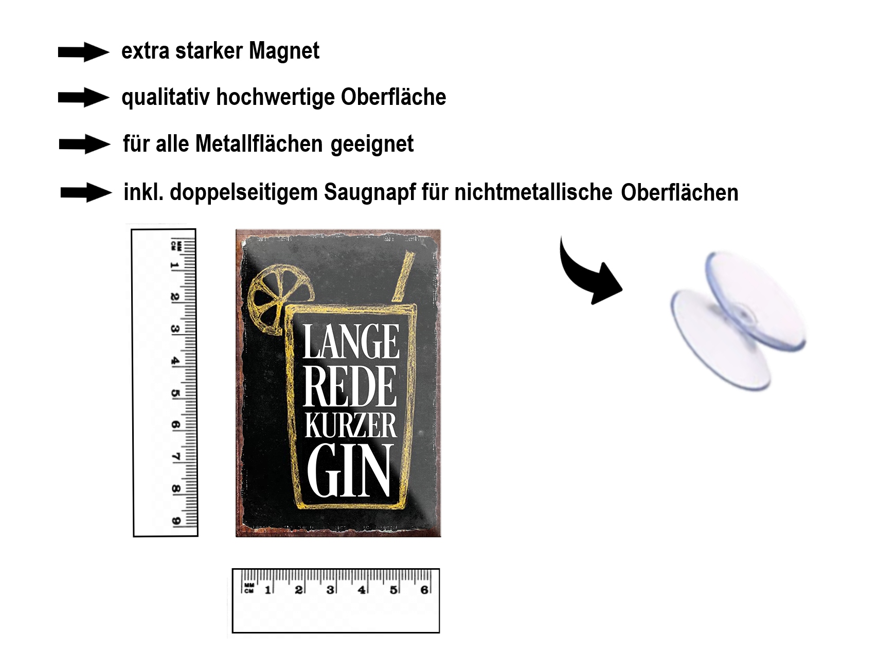 Magnet ''Lange rede kurzer Gin'' 9x6x0,3cm
