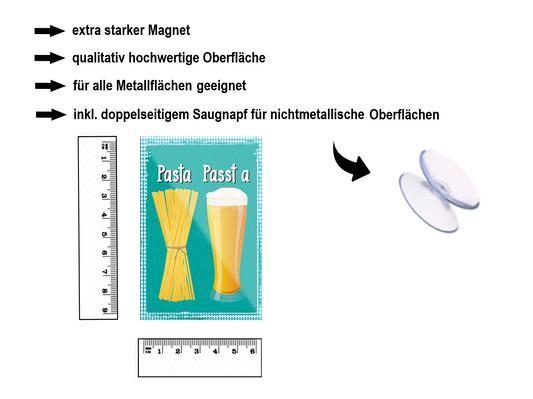 Magnet ''Pasta Passt a (nudeln bier)'' 9x6x0,3cm