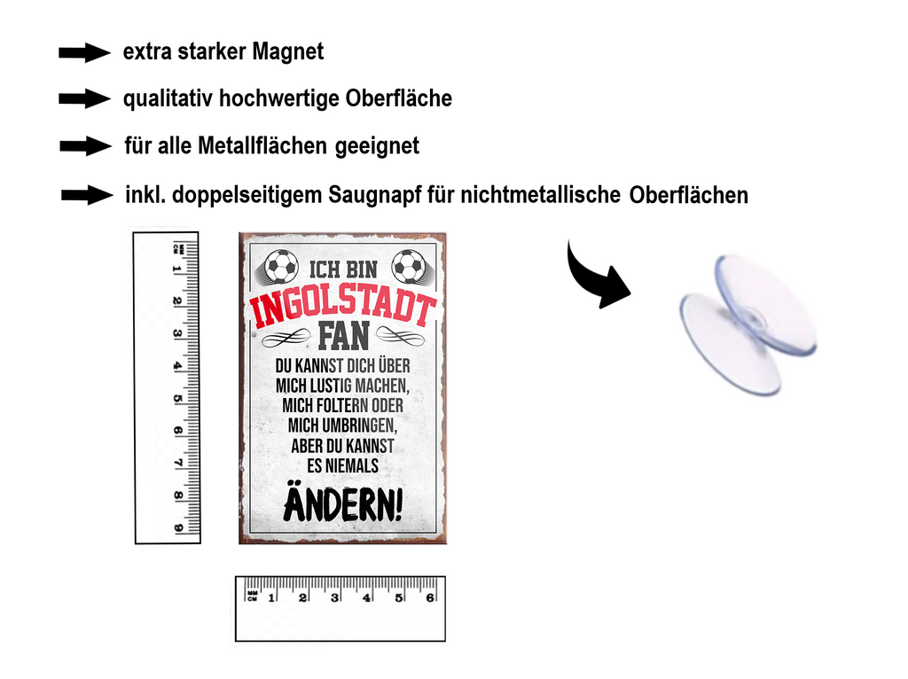 Magnet ''Ingolstadt Fan'' 9x6x0,3cm