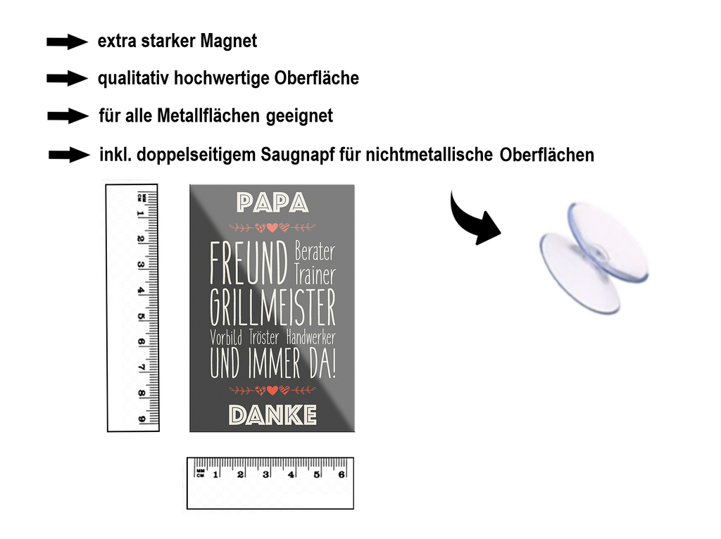 Magnet ''Papa Freund Berater Trainer'' 9x6x0,3cm