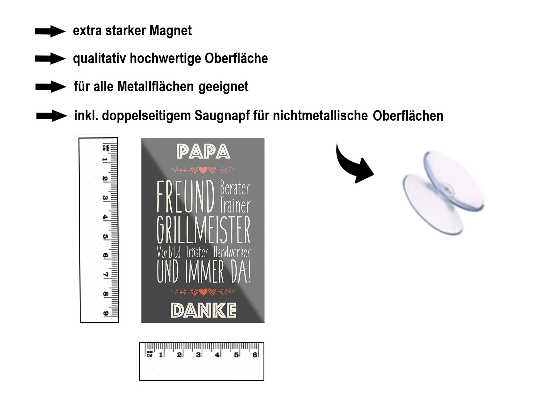 Magnet ''Papa Freund Berater Trainer'' 9x6x0,3cm