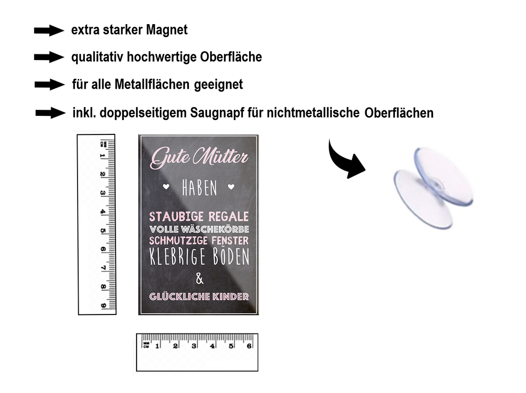 Magnet ''Gute Mütter haben staubige Regale'' 9x6x0,3cm