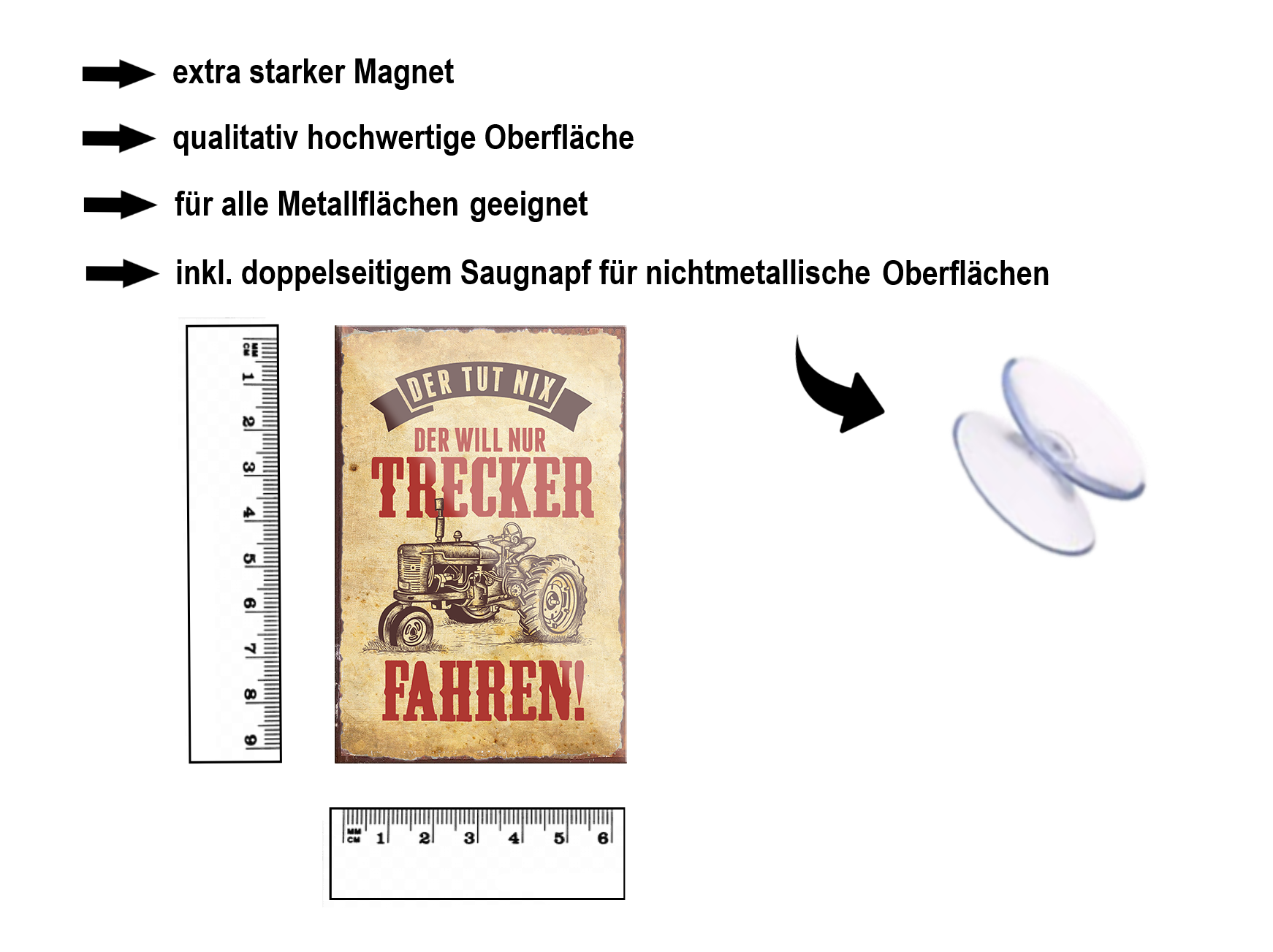Magnet ''Der tut nix, der will nur Trecker fahren'' 9x6x0,3cm