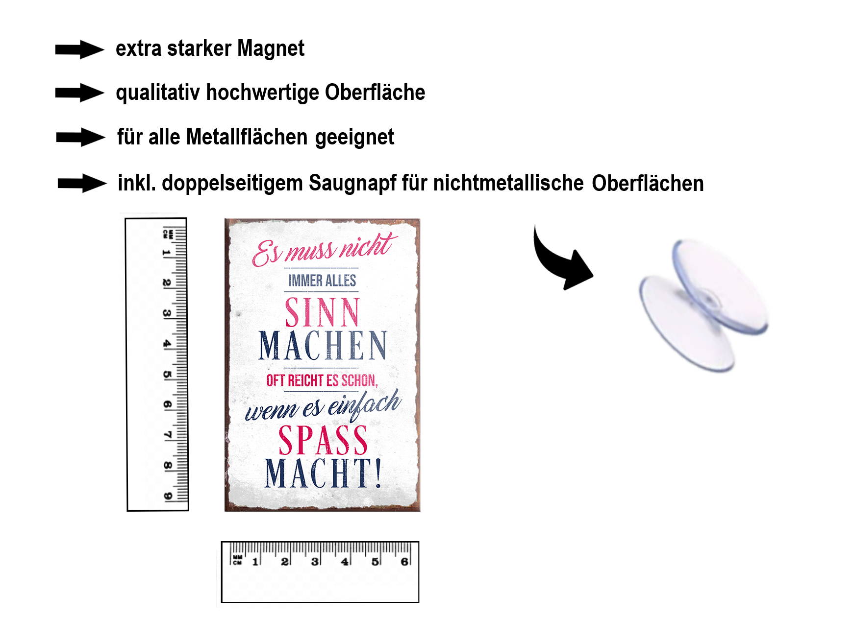 Magnet ''Es muss nicht immer alles Sinn machen Spass machen'' 9x6x0,3cm