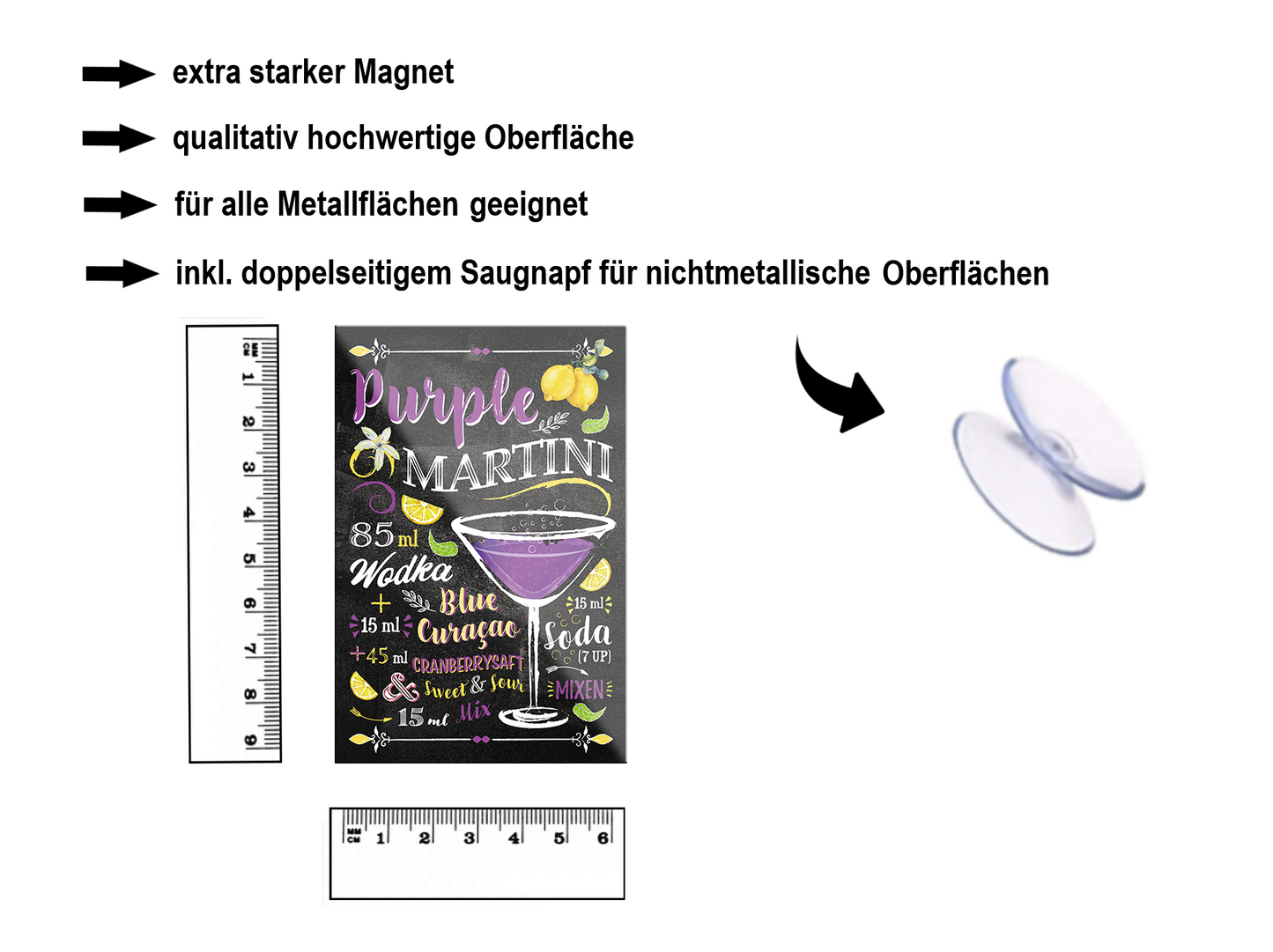Magnet ''Purple Martini'' 9x6x0,3cm