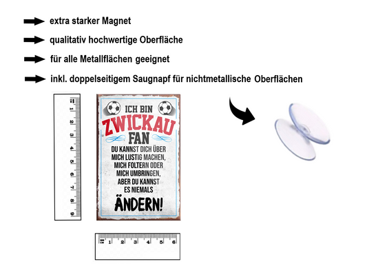 Magnet ''Zwickau Fan'' 9x6x0,3cm
