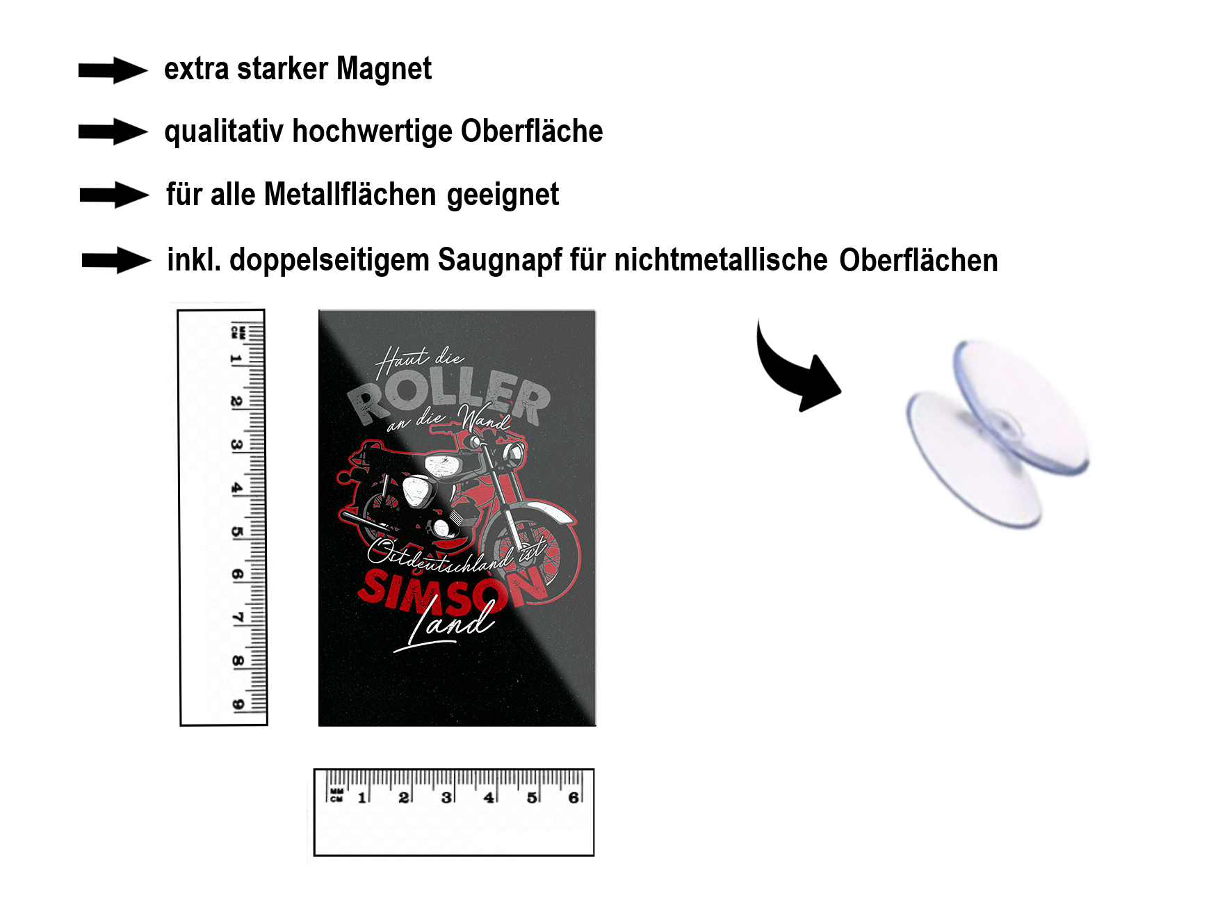 Magnet ''Haut die Roller an die Wand Simson Land'' 9x6x0,3cm