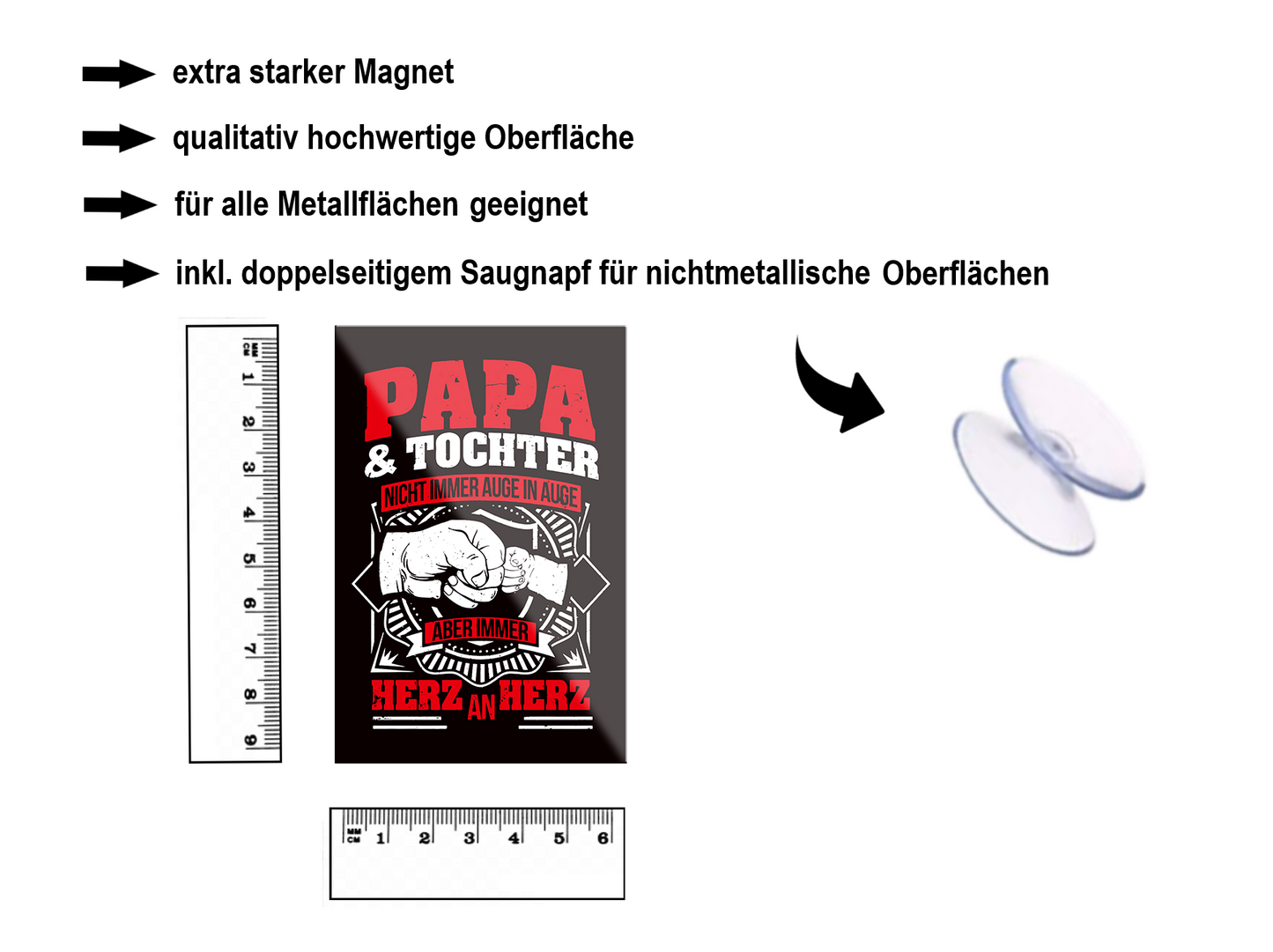 Magnet ''Papa & Tochter Herz an Herz'' 9x6x0,3cm