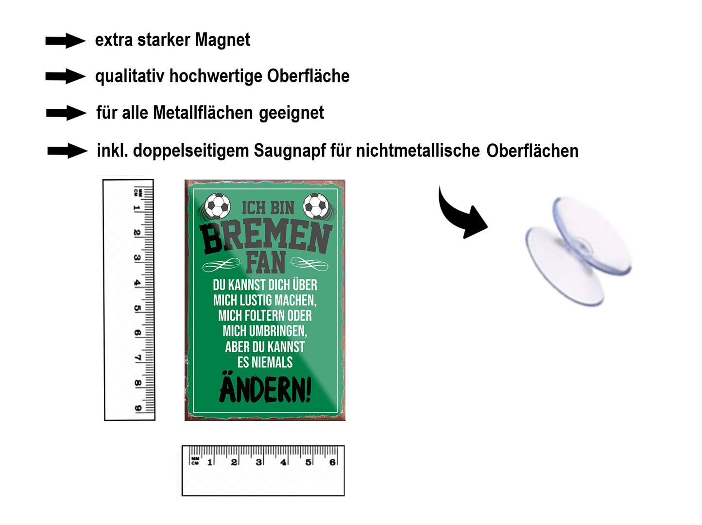 Magnet ''Bremen Fan (grün)'' 9x6x0,3cm
