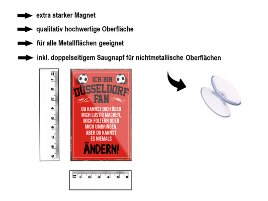 Magnet ''Düsseldorf Fan (schwarze schrift)'' 9x6x0,3cm