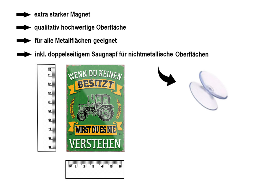Magnet ''Wenn du keinen besitzt Traktor'' 9x6x0,3cm