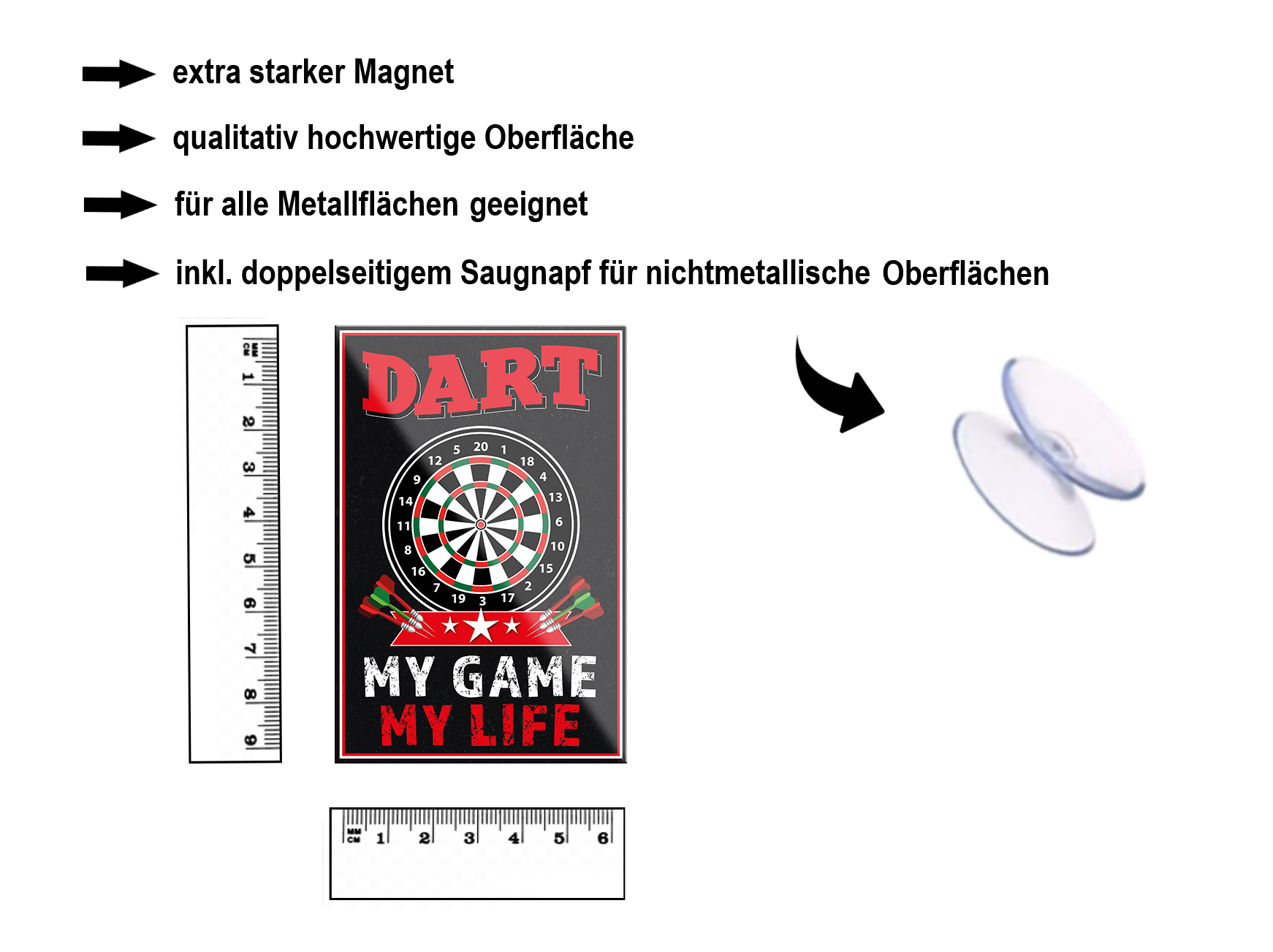 Magnet ''Dart my game my life'' 9x6x0,3cm