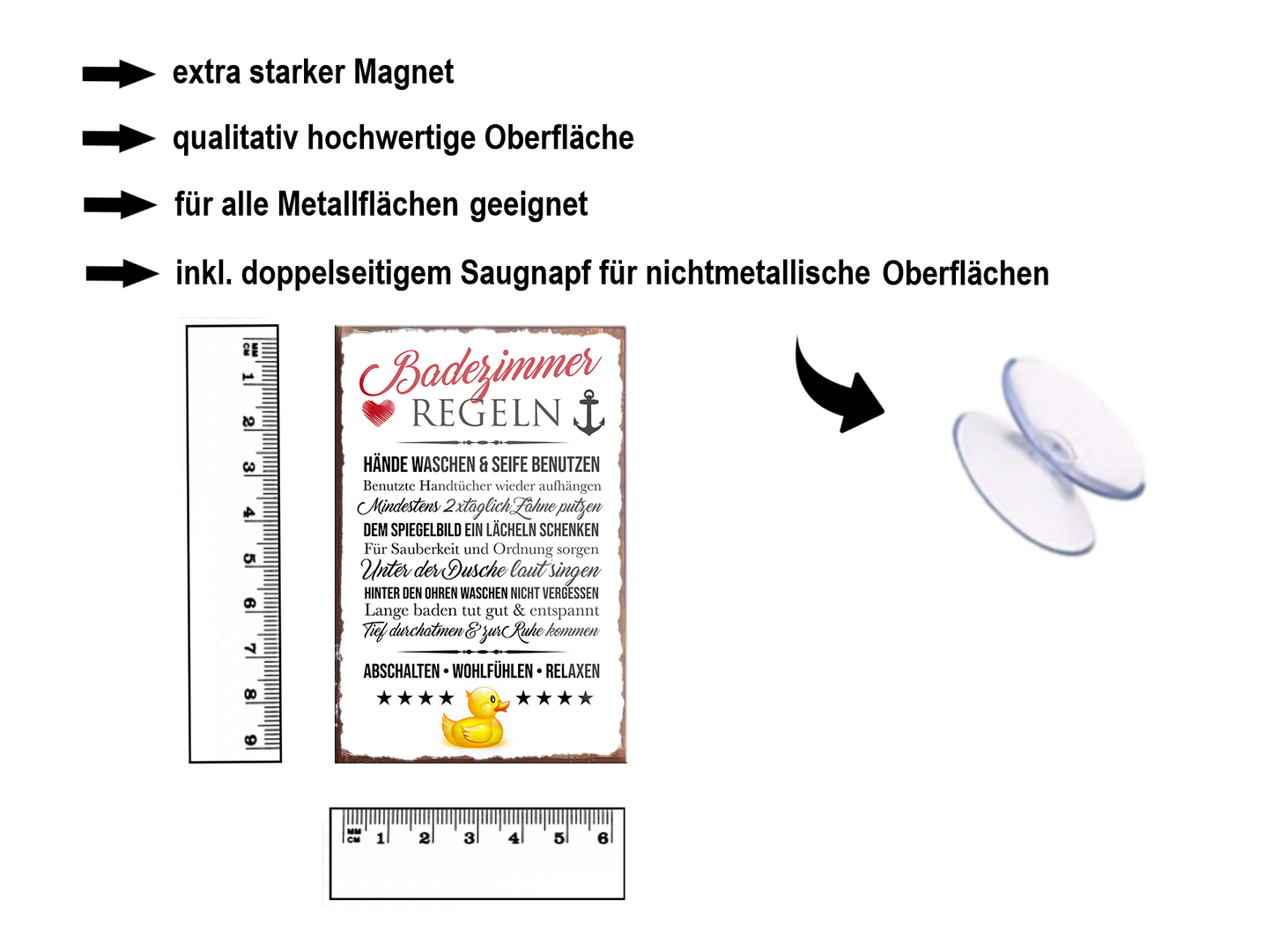 Magnet ''Badezimmer Regeln'' 9x6x0,3cm