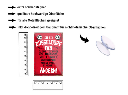 Magnet ''Düsseldorf Fan (white writing)'' 9x6x0.3cm