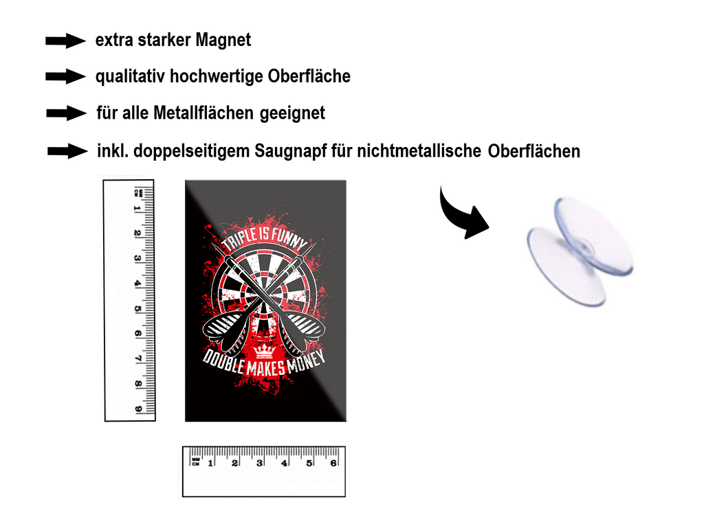 Magnet ''Triple is funny double makes money'' 9x6x0,3cm