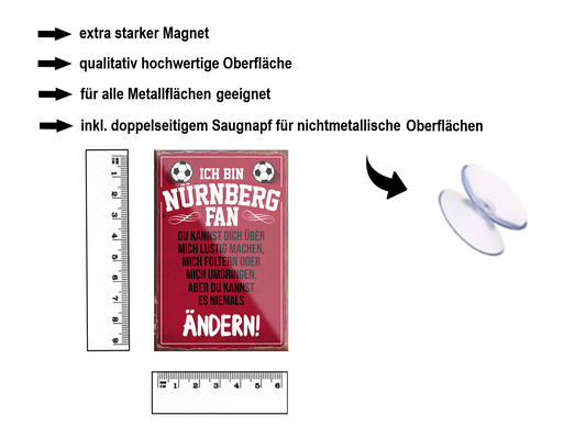 Magnet ''Nürnberg Fan (weiße schrift)'' 9x6x0,3cm