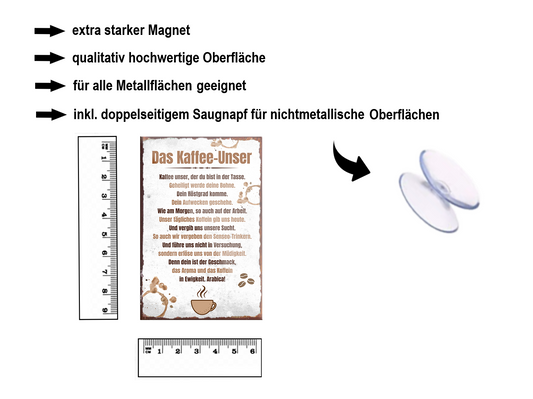 Magnet ''Das Kaffee Unser'' 9x6x0,3cm