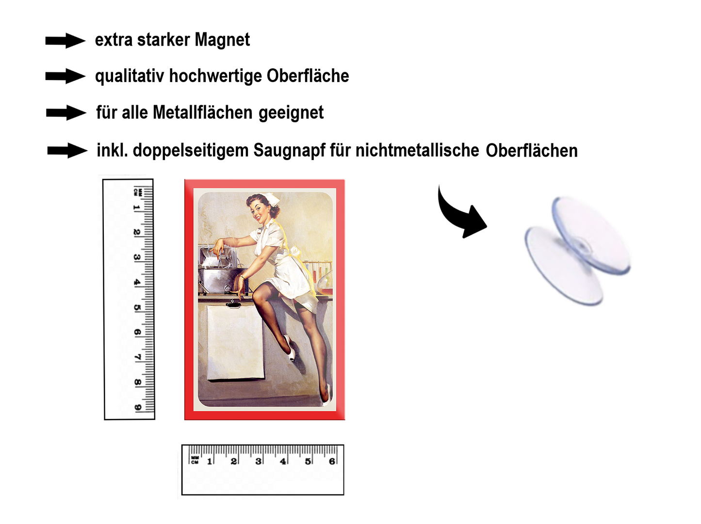 Magnet ''Pinup Frau am Kochen'' 9x6x0,3cm