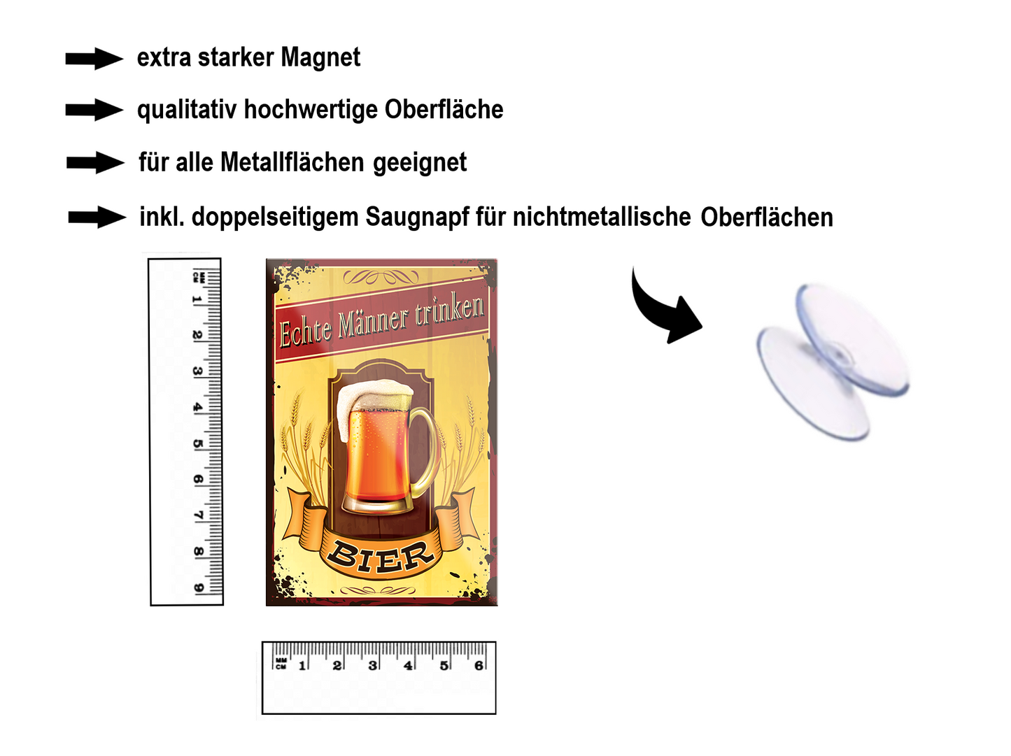 Magnet ''Echte Männer trinken Bier'' 9x6x0,3cm