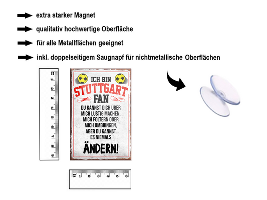Magnet ''Stuttgart Fan (grau)'' 9x6x0,3cm