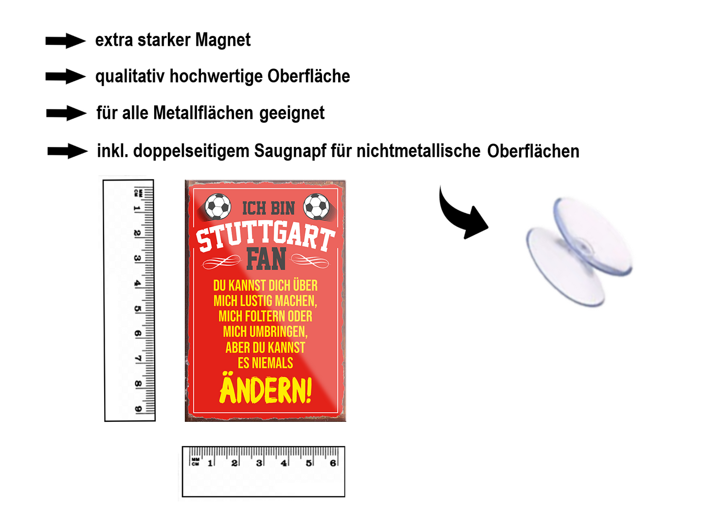 Magnet ''Stuttgart Fan (rot)'' 9x6x0,3cm