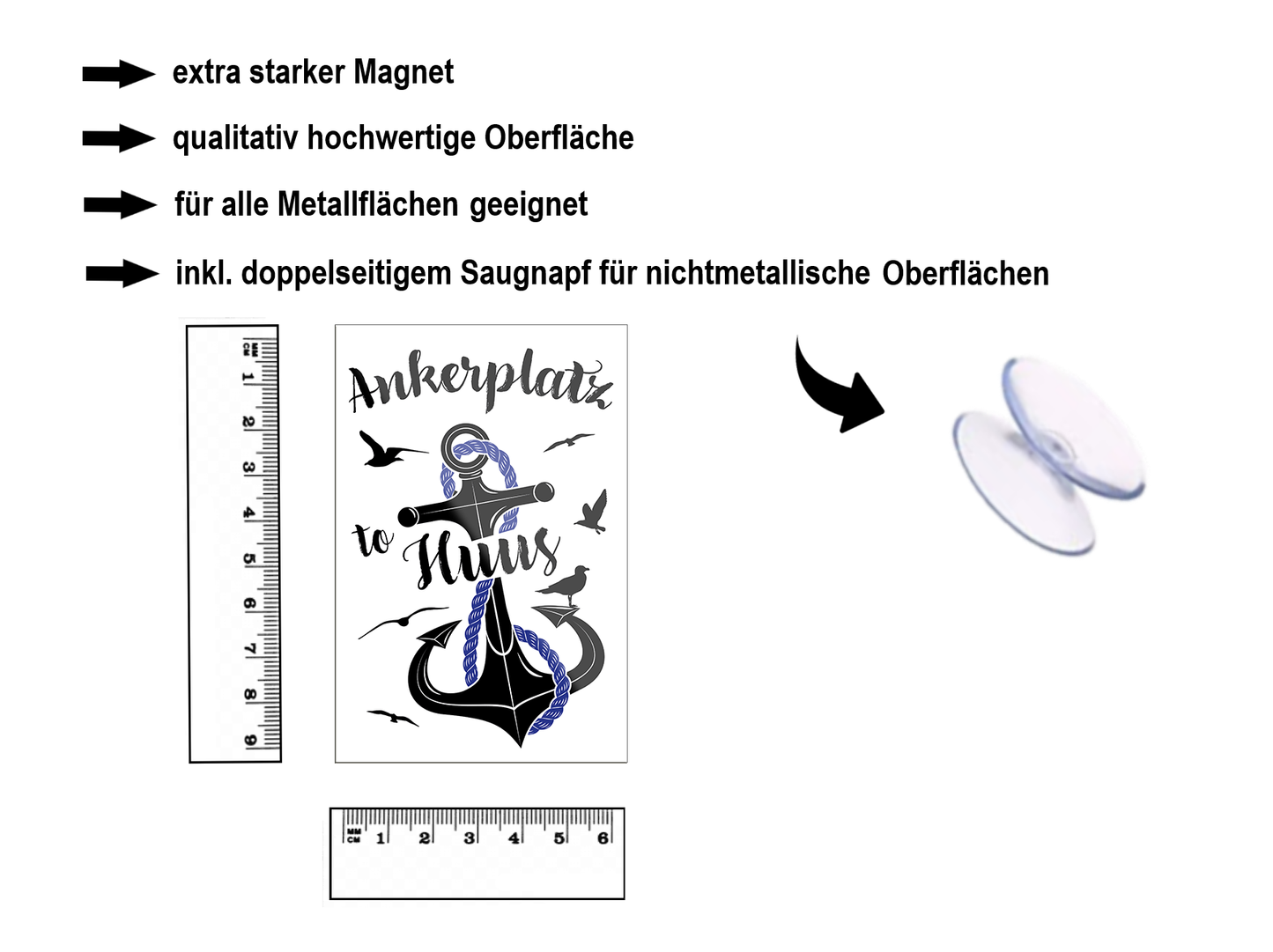 Magnet ''Ankerplatz to Huus'' 9x6x0,3cm
