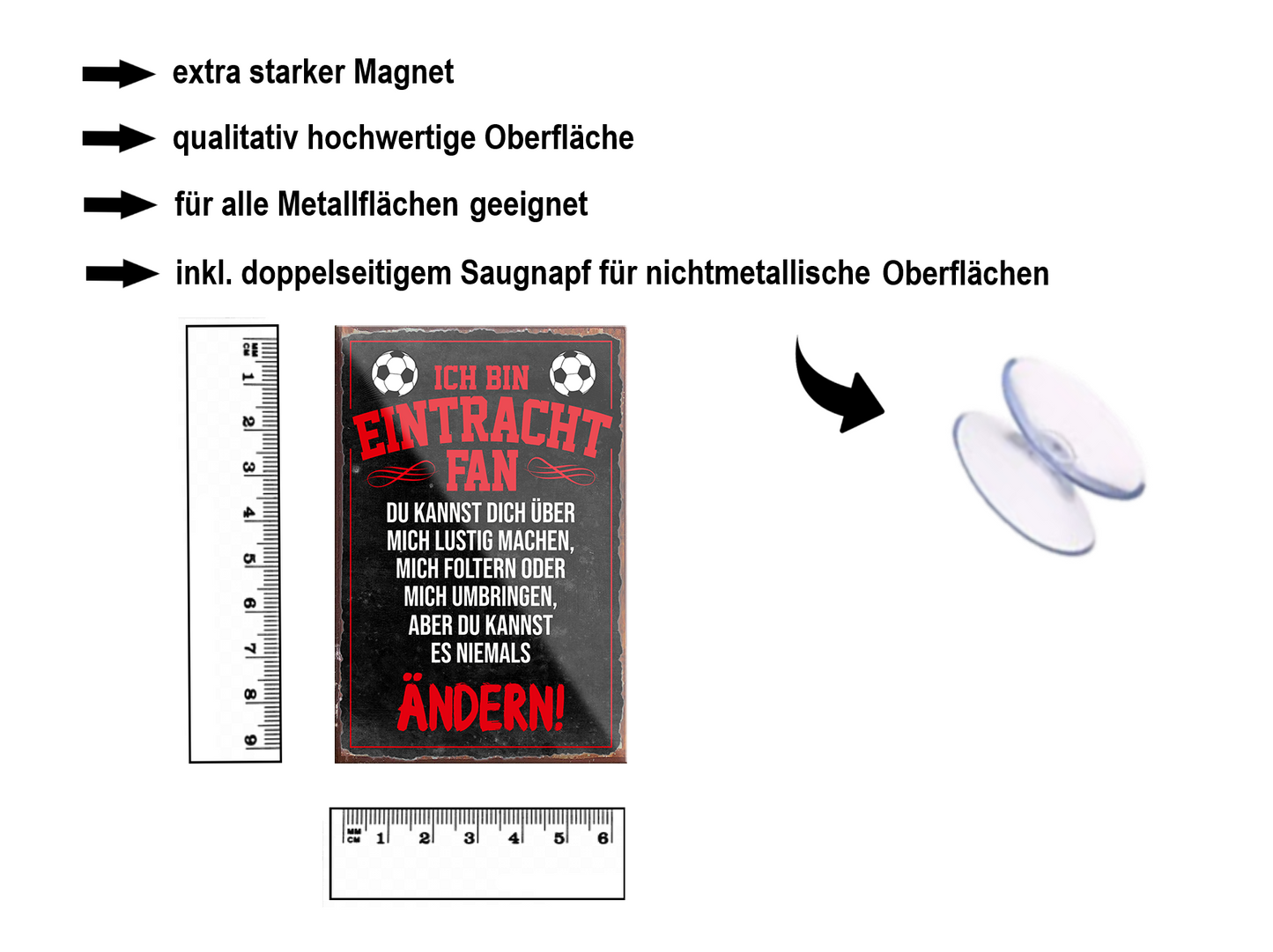 Magnet ''Eintracht Fan (weißer text)'' 9x6x0,3cm