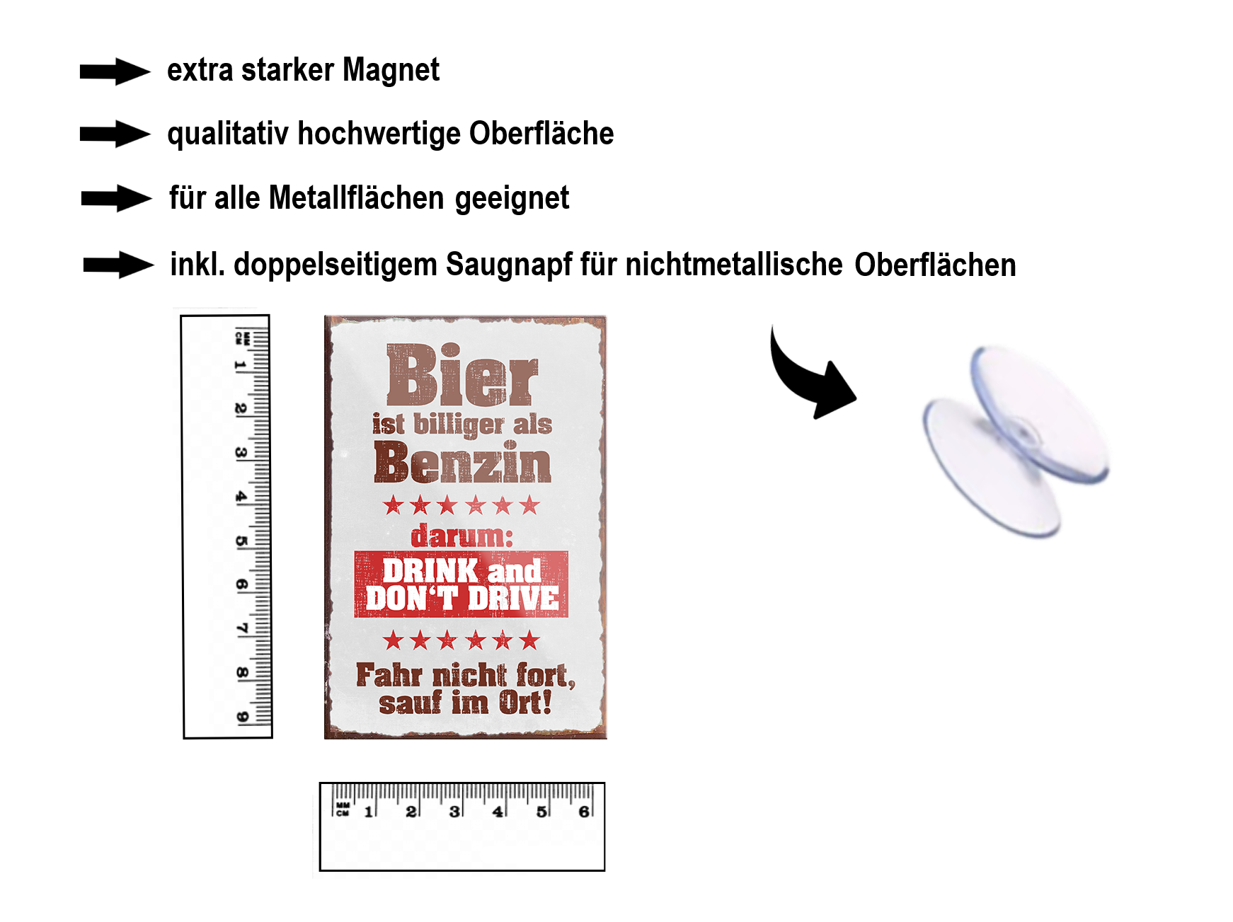 Magnet ''Bier ist billiger als Benzin'' 9x6x0,3cm