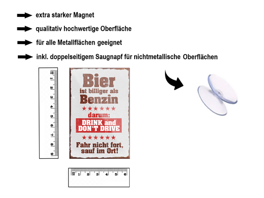 Magnet ''Bier ist billiger als Benzin'' 9x6x0,3cm